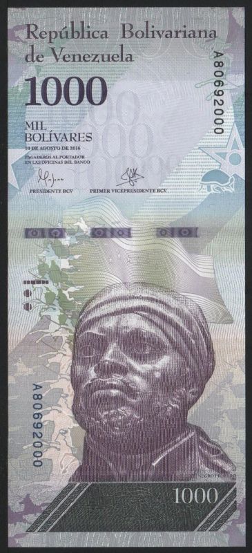 Лот: 11613954. Фото: 1. Венесуэла банкнота 1000 боливаров... Америка