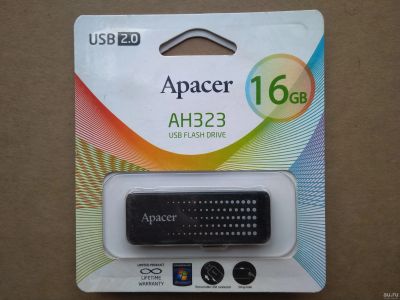Лот: 13832618. Фото: 1. флешка на 16Гб Apacer AH323 чёрная. USB-флеш карты