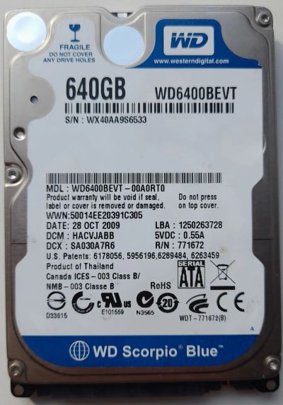 Лот: 20830288. Фото: 1. Жесткий диск 2.5" Western Digital... Жёсткие диски (HDD)