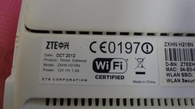 Лот: 8003065. Фото: 1. Маршрутизатор (роутер) ZTE ZXHN... Маршрутизаторы (роутеры)
