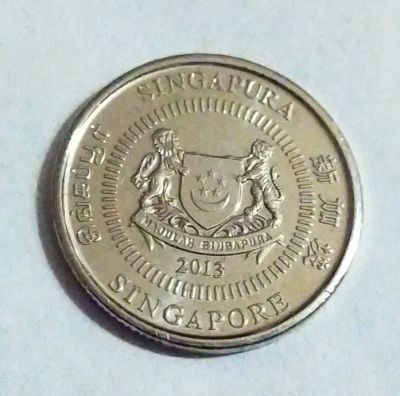 Лот: 25111969. Фото: 1. Сингапур 10 центов 2013 AU первый... Азия