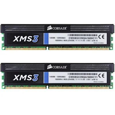 Лот: 11098341. Фото: 1. 2*4Gb PC3 модуля 1600МГц Corsair... Оперативная память