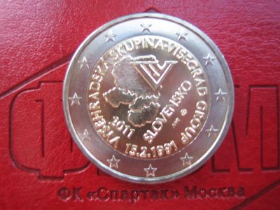 Лот: 3496992. Фото: 1. Словакия 2 евро 2011 20 ЛЕТ Вишеградской... Европа