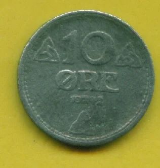 Лот: 9619009. Фото: 1. Норвегия 10 эре 1942 (407). Европа