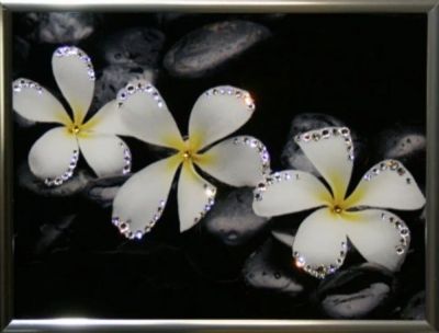 Лот: 21290637. Фото: 1. Картина Белые цветы с кристаллами... Другое (сувениры, подарки)