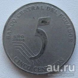 Лот: 13696846. Фото: 1. %% Эквадор 5 сентаво 2000. Америка