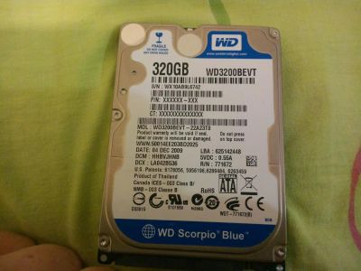 Лот: 6521399. Фото: 1. жесткий диск wd на 320 Гб. неисправен... Жёсткие диски (HDD)