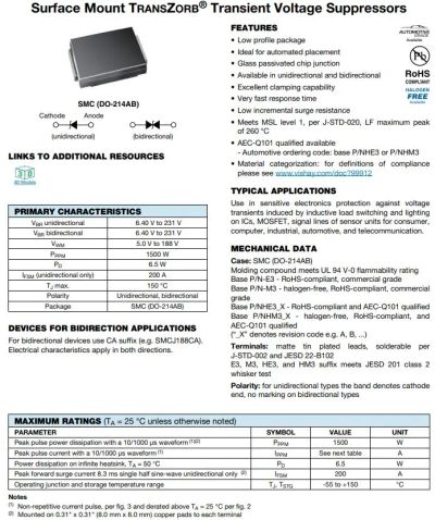 Лот: 20077165. Фото: 1. Диод защитный (TVS, супрессор... Диоды и тиристоры