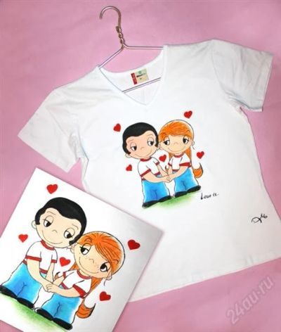 Лот: 1533610. Фото: 1. Футболка love is (ручная роспись... Футболки, топы и майки