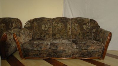 Лот: 19980966. Фото: 1. Отличный диван + кресло. Из флок-велюра... Диваны