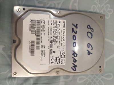 Лот: 20359693. Фото: 1. Hitachi HDD 80GB, 7200 RPM, SATA... Жёсткие диски (HDD)