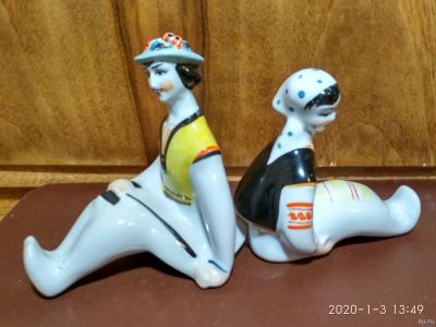 Лот: 15292758. Фото: 1. Статуэтки парные "Гуцулы на полоныне... Фарфор, керамика