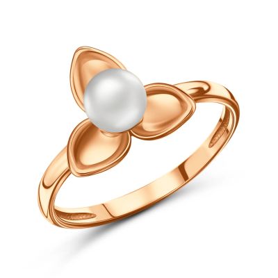Лот: 23796095. Фото: 1. Золотое кольцо с жемчугом. Кольца, перстни