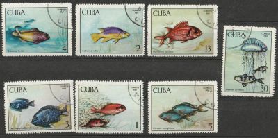 Лот: 10249754. Фото: 1. 1969 Куба. Рыбы. Марки