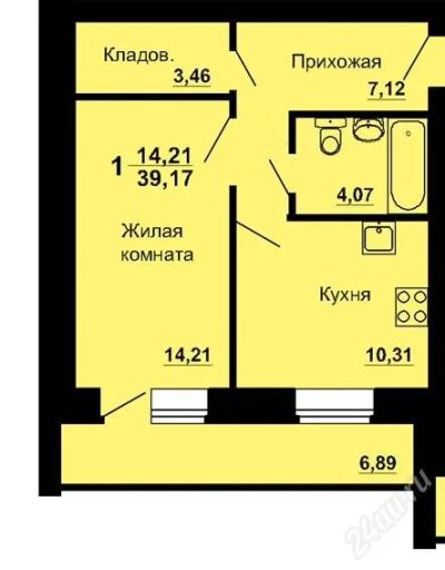 Лот: 1140707. Фото: 1. 1-ком в новом кирпичном доме в... Квартиры, студии