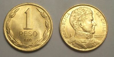 Лот: 16284781. Фото: 1. Чили 1 песо 1990 ☣C 1 рубля☣. Америка