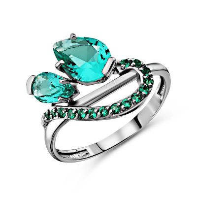 Лот: 23843504. Фото: 1. Серебряное кольцо с ювелирными... Кольца, перстни