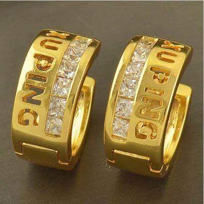 Лот: 3853951. Фото: 1. серьги Sparkling 9K Yellow Gold... Серьги, каффы