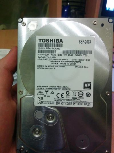 Лот: 5466939. Фото: 1. Жесткий диск 3тб (Toshiba DT01ACA300... Жёсткие диски (HDD)