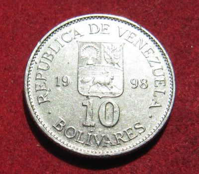 Лот: 20869387. Фото: 1. Венесуэла 10 боливаров, 1998г. Америка