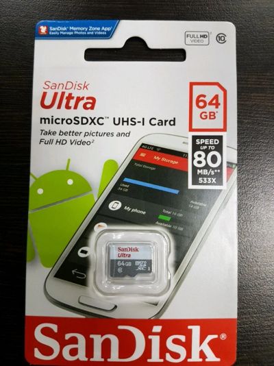 Лот: 16099443. Фото: 1. MicroSDXC UHS-I Card SanDisk Ultra... Карты памяти