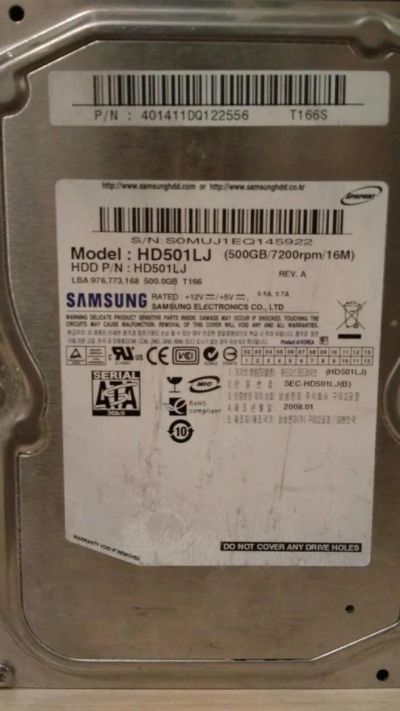 Лот: 10587278. Фото: 1. Жесткий диск Samsung HD501LJ. Жёсткие диски