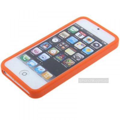 Лот: 746966. Фото: 1. Силиконовый Чехол iPhone 5 оранжевый... Чехлы, бамперы