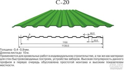 Лот: 9819684. Фото: 1. Профилированный лист c20 зеленая... Кровельные материалы