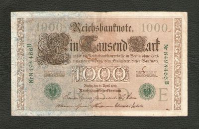 Лот: 10696444. Фото: 1. 1000 марок 1910 года. Германия... Германия и Австрия