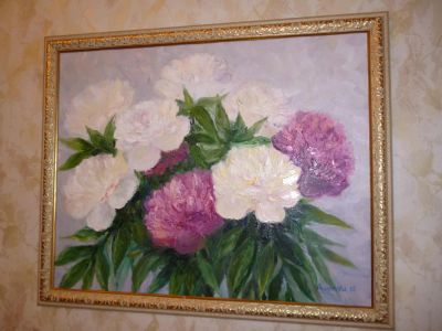 Лот: 4988226. Фото: 1. Картина " Пионы" 40*50. Картины, гравюры