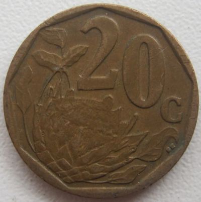 Лот: 5754356. Фото: 1. ЮАР 20 центов 2007. Африка