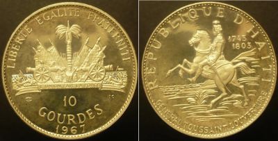 Лот: 16921329. Фото: 1. 10 гурдов 1967 г Гаити. Америка