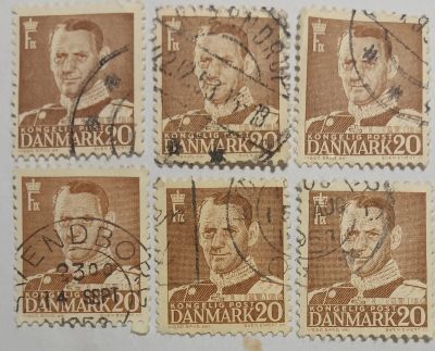 Лот: 25256697. Фото: 1. Марки_Дании, 20 эре 1950 год... Марки