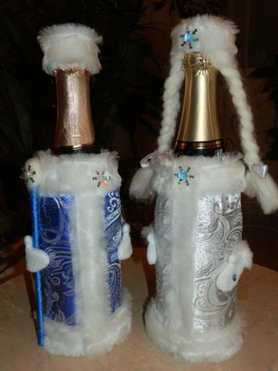 Лот: 6408452. Фото: 1. Украшения бутылок №2 для новогоднего... Гирлянды, шарики, новогодние аксессуары