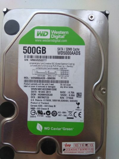 Лот: 15852718. Фото: 1. жесткий диск 500 GB. Жёсткие диски (HDD)
