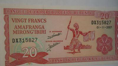 Лот: 10061829. Фото: 1. 20 франков Бурунди. Африка