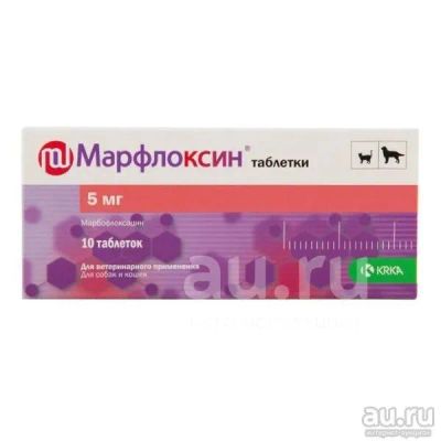 Лот: 25090119. Фото: 1. Марфлоксин таблетки 5 мг, упаковка... Лекарства для животных, ветеринарные препараты