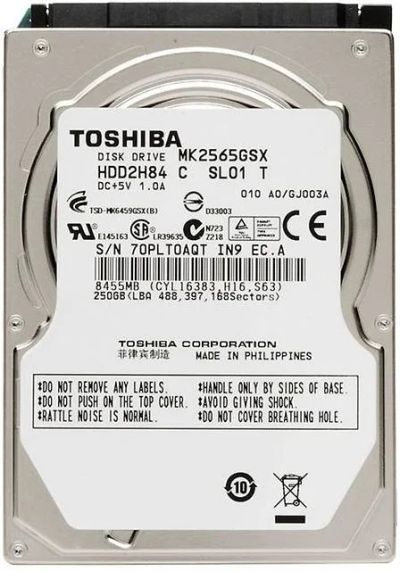 Лот: 9892886. Фото: 1. HDD 2.5" 250 GB Toshiba. Жёсткие диски