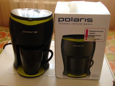 Лот: 4193560. Фото: 1. кофеварка polaris на одну чашку. Чайники, кофемашины, кулеры