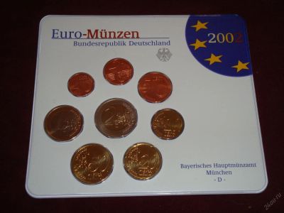 Лот: 5885227. Фото: 1. Набор - 1 цент - 2 евро, 2002... Германия и Австрия