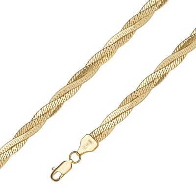 Лот: 23900862. Фото: 1. Золотой браслет Косичка из 3 цепей. Браслеты