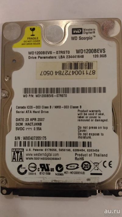 Лот: 18206729. Фото: 1. Жесткий диск WD 120GB. Жёсткие диски (HDD)