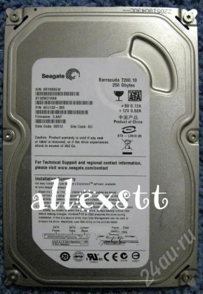 Лот: 186411. Фото: 1. винчестер HDD Seagate 250 Gb SATA. Жёсткие диски (HDD)
