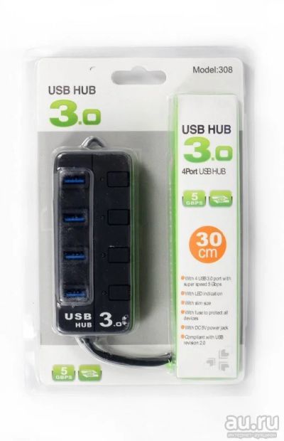 Лот: 8821499. Фото: 1. USB HUB 4 порта USB 3.0 Оперативная... USB хабы