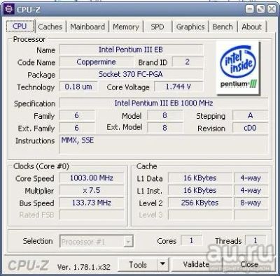 Лот: 3470557. Фото: 1. Pentium III 1 GHz (FC-PGA2 Socket... Процессоры