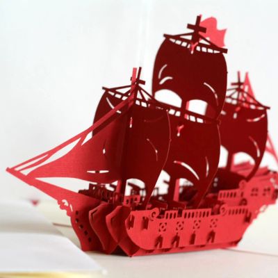 Лот: 4465437. Фото: 1. Оригинальная 3d открытка "Кораблик... Открытки, конверты