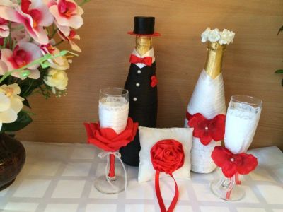 Лот: 9174391. Фото: 1. Свадебный набор (Шампанское, бокалы... Свадебная атрибутика и декор