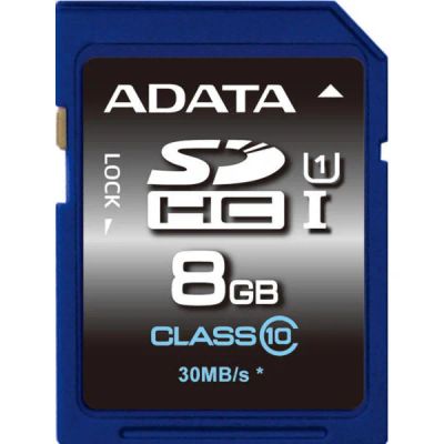 Лот: 4633004. Фото: 1. Карта памяти SD HC 8 GB ADATA... Карты памяти