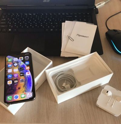 Лот: 15957217. Фото: 1. iPhone XS 256Gb Silver Белый РСТ... Смартфоны