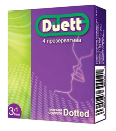 Лот: 5602874. Фото: 1. Блок Презервативов Duett 3+1 Dotted... Презервативы